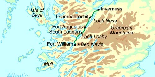 Great Glen Way Schottland Wandern Karte