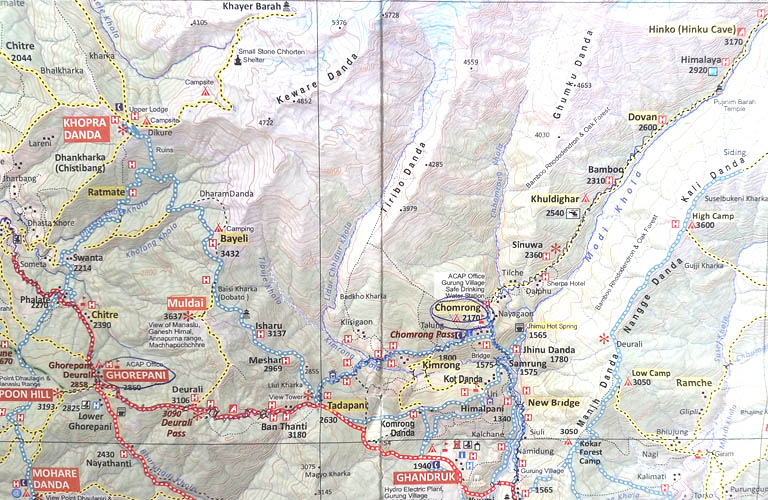 Annapurna Sanctuary Trek Map Annapurna Circuit Annapurnarunde Karte