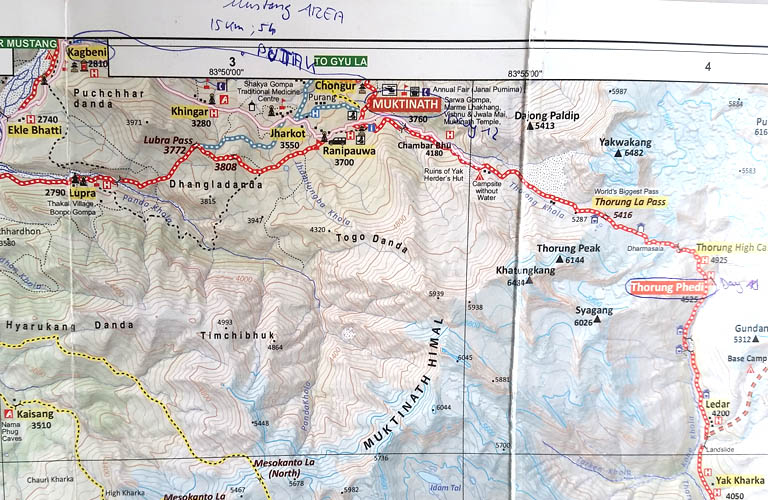 Muktinath Map Annapurna Circuit Annapurnarunde Karte