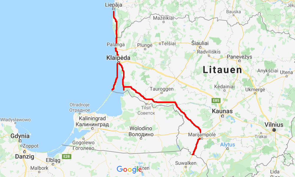 Nordkap Motorradtour Route Litauen